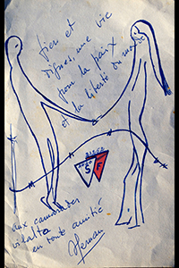 Hernan, también deportado a Mauthausen, regaló este dibujo a Simone y a Lluis cuando contrajeron matrimonio.